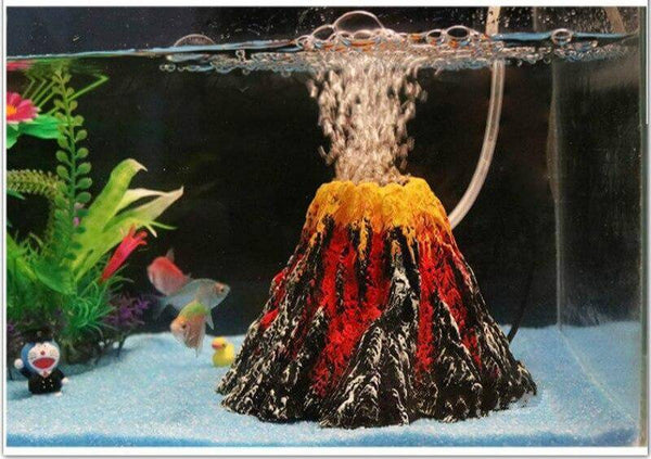 Aquarium Volcano Statue Decoration Fish Tank Ornament