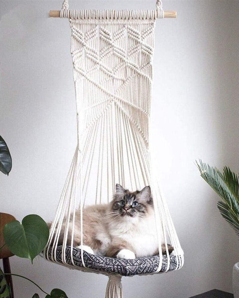 Hand-Woven Hanging Basket Swing for Cats