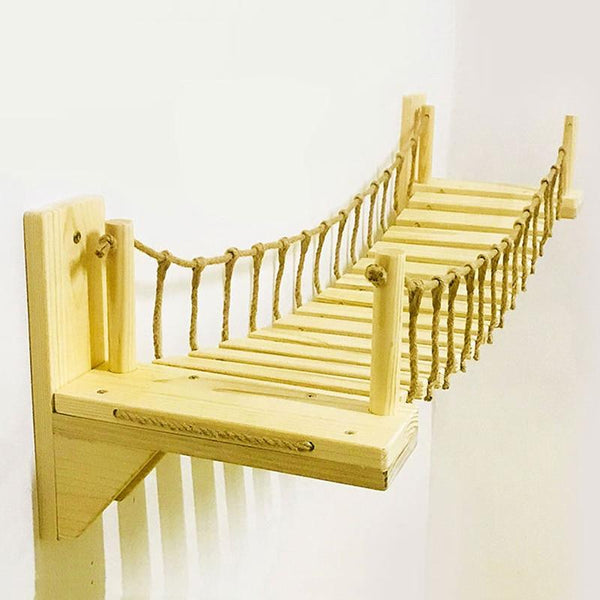 Wall Mounted Cat Bridge Wooden Climbing Frame Pet Furniture - Cat Furniture