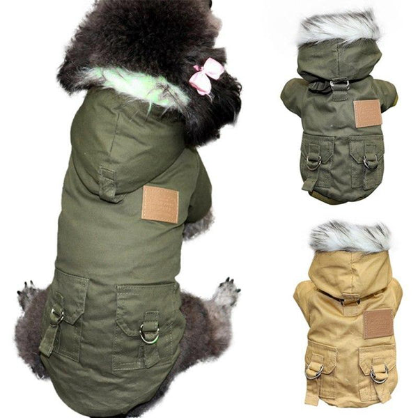 Warm Winter Jacket for Cats and Dogs Hooded One Piece Clothes