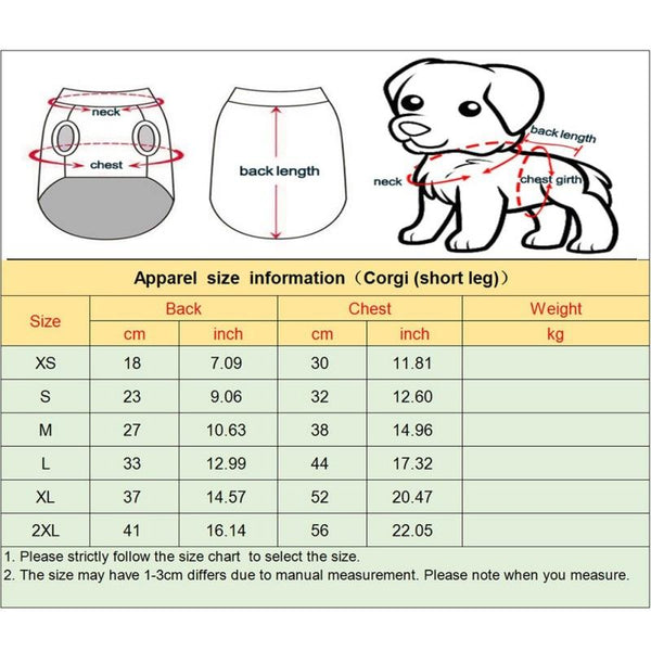 Warm Winter Jacket for Cats and Dogs Hooded One Piece Clothes - Size Chart