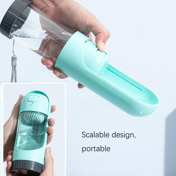 Portable Dog Water Bottle, Outdoor, Travel Drink Dispenser with Carbon Filter - Push Button Operation