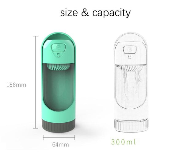 Portable Dog Water Bottle, Outdoor, Travel Drink Dispenser with Carbon Filter - Size and Capacity