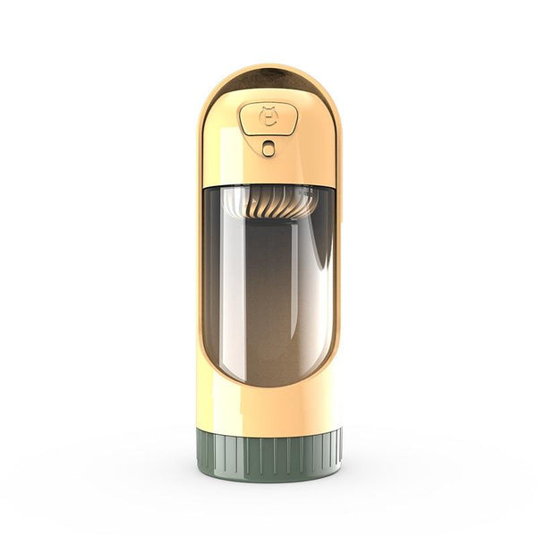 Portable Dog Water Bottle, Outdoor, Travel Drink Dispenser with Carbon Filter - Yellow Color