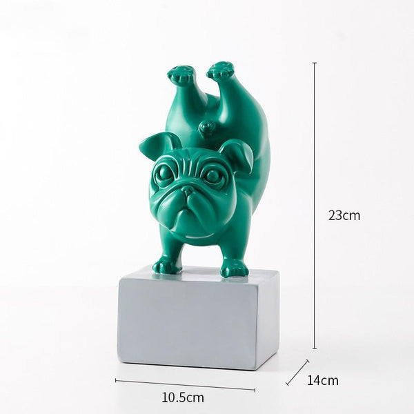 Yoga Pose French Bulldog Statue - Green Color