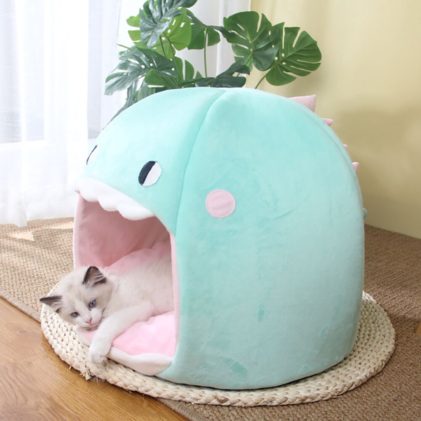 Blue Color Dinosaur Head Shaped Cat House