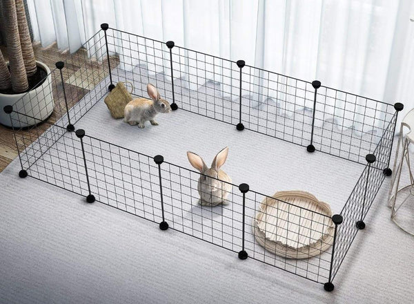 Foldable Pet Playpen Iron Fence Puppy Kennel, Enclosed Space for Small Pets - Bunnies