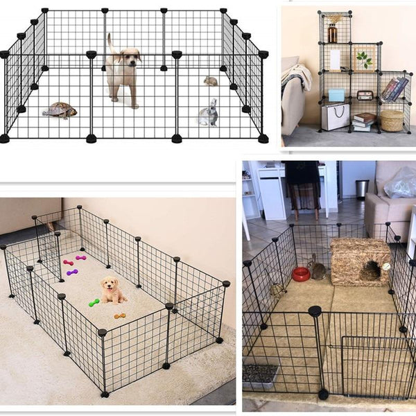 Foldable Pet Playpen Iron Fence Puppy Kennel, Enclosed Space for Small Pets