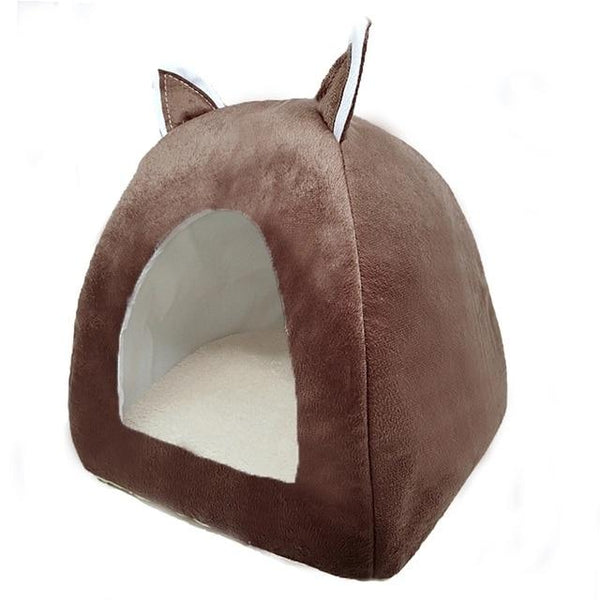 Cat Tent Nest Foldable Indoor Cats Cave House Bed With Soft Plush Cushion