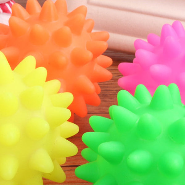 Rubber Spikey Ball Toy Biting Chewing Toys for Dogs, Cats - 3 Piece Set