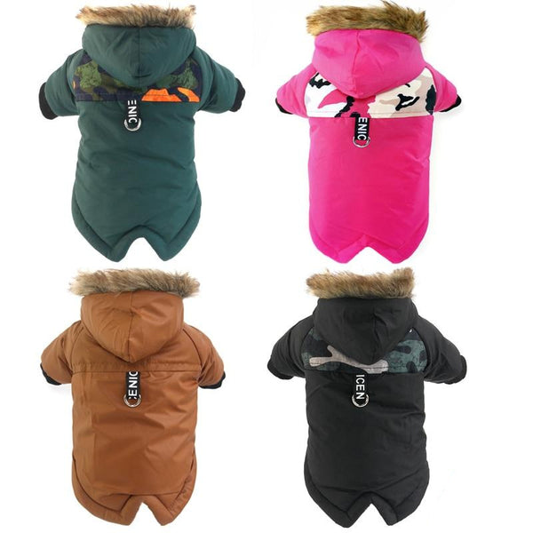 Hooded Warm Winter Jacket for Dogs - Multicolor