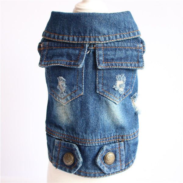 Denim Vest Clothes for Cats Casual Jeans Outfit Costume