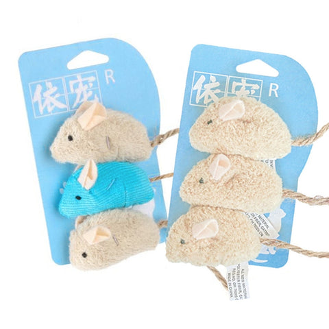 Plush Mouse Scratch and Bite Resistant Cat Toy, 3 Piece Set