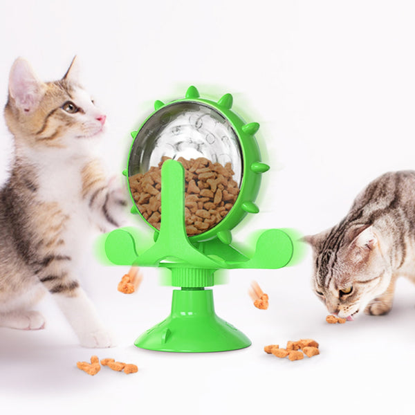 Interactive Rotating Wheel Treat Dispenser Toy for Cats