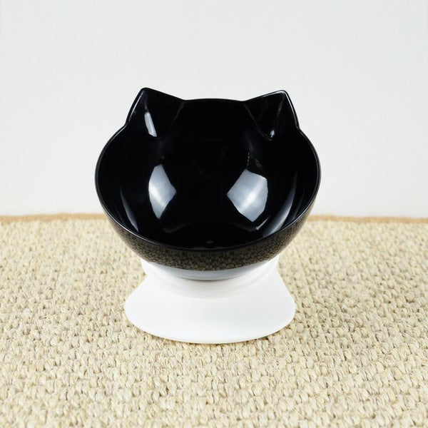 Cat Head Shaped Feeding Bowl with Raised Stand for Food and Water