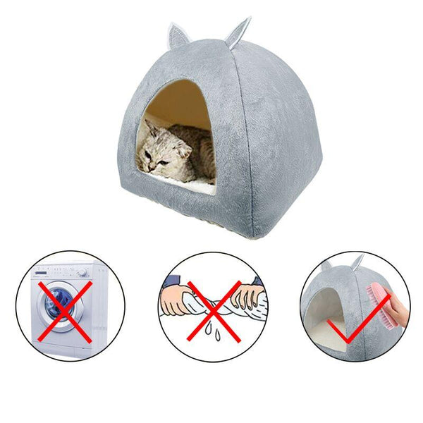 Cat Tent Nest Foldable Indoor Cats Cave House Bed With Soft Plush Cushion
