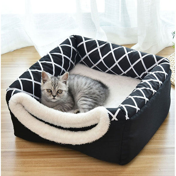 Foldable Pet Bed for Cats & Dogs, Soft Nest Cave House Sleeping Bag Mat Pad Tent Warm Cozy Beds 2 Size L XL 2 Colors