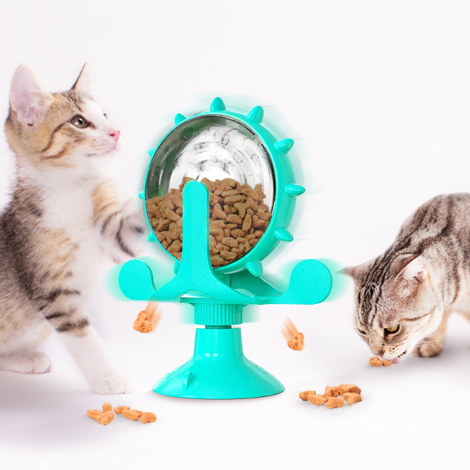 Interactive Rotating Wheel Treat Dispenser Toy for Cats