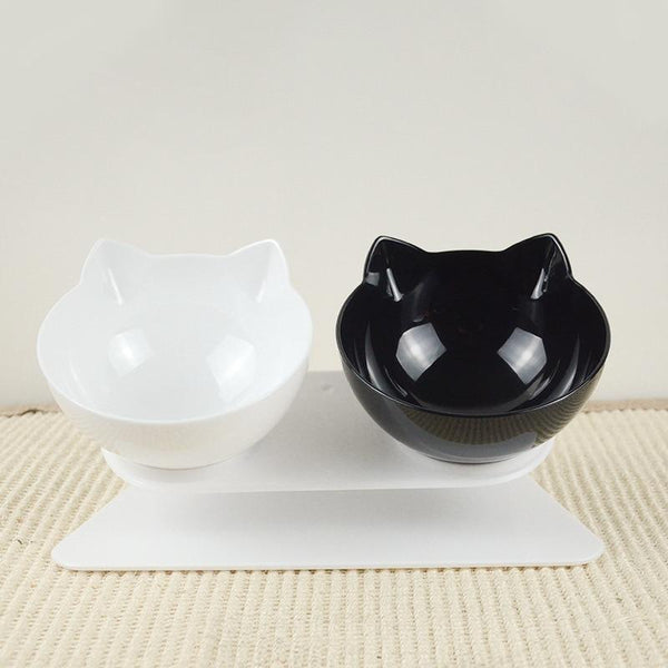 Cat Head Shaped Feeding Bowl with Raised Stand for Food and Water