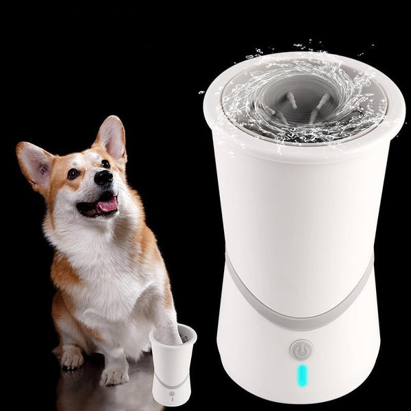 Electric Fully Automatic Pet Paw Cleaner Cup Cat, Dog Foot Washer with Soft Silicone Brushes