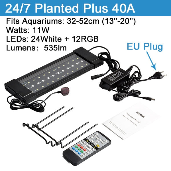 Planted Aquarium LED Light Lamps 110V-240V Automated Timer Dimmer Fish Tank Lights with Remote