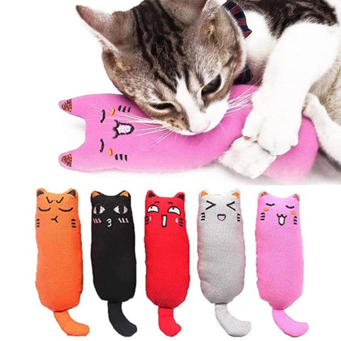 Cat Shape Plush Toys Rustle Sound Catnip Cute Kitten Bite Toy - Multicolor