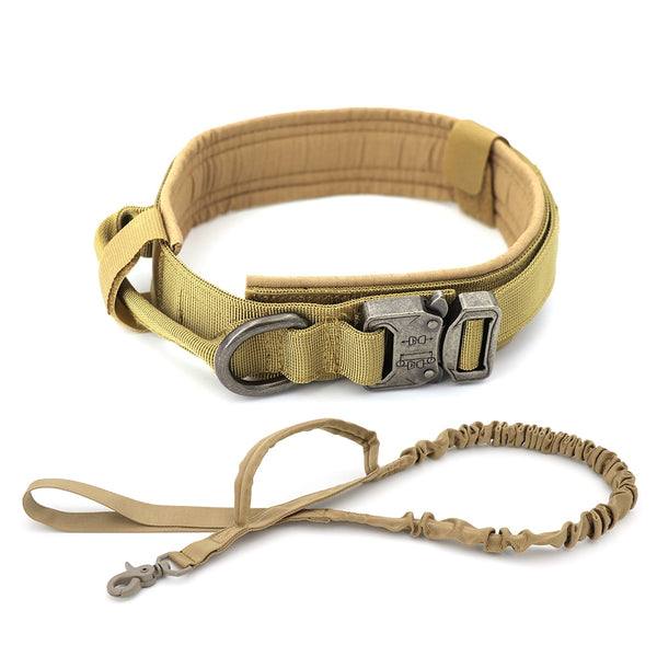 Tactical K9 Dog Collar Adjustable Military Style Training Leash Control with Handle