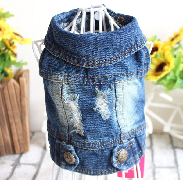 Denim Vest Clothes for Cats Casual Jeans Outfit Costume
