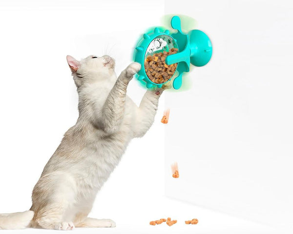 Interactive Rotating Wheel Treat Dispenser Toy for Cats