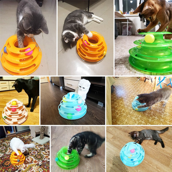 Interactive Training Ball Track Tower Puzzle Toy for Cats