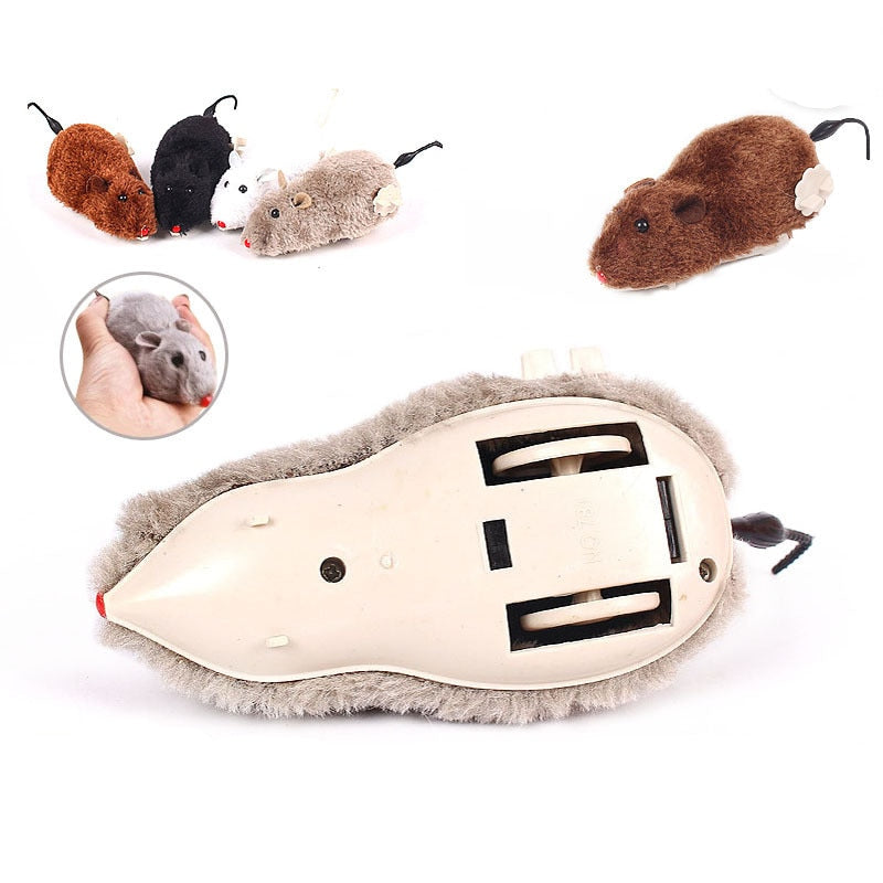 Interactive Moving Clockwork Plush Mouse Toy for Cats