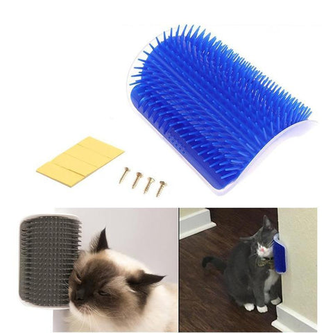 Cat Self Groomer Wall Brush Corner Massage Brush Comb Pads