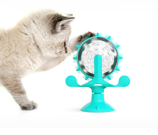 Interactive Rotating Wheel Treat Dispenser Toy for Cats