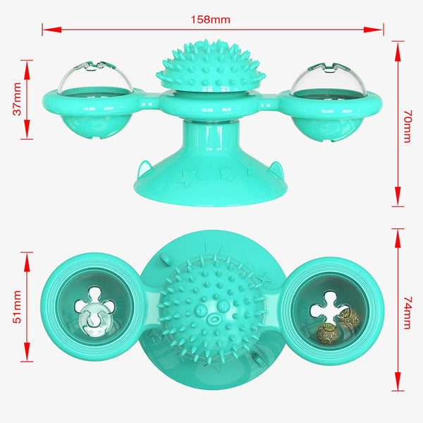 Rotating Windmill Toy For Cats with LED Light and Massager