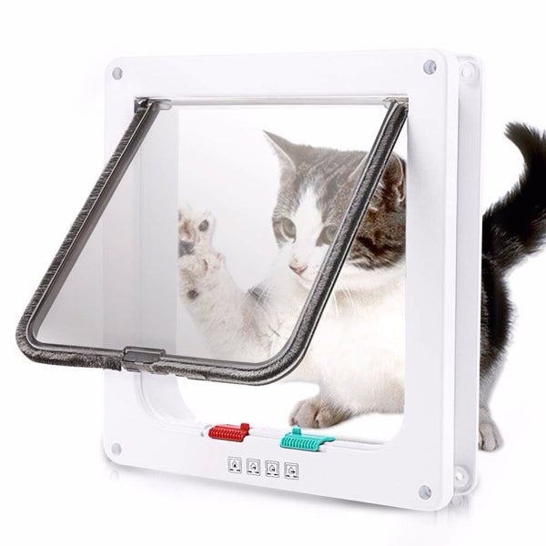 Flap Door with 4 Way Locking Security Lock Flap Gate Weatherproof for Dogs, Cats