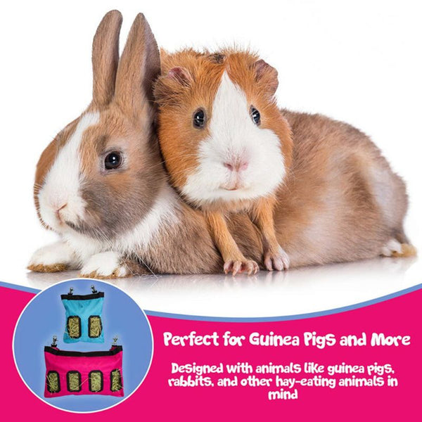 Hay Bag Hanging Pouch Feeder Holder Feeding Dispenser for Rabbit Guinea Pig Small Pet Animals