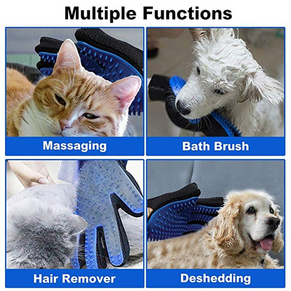 Pet Grooming Gloves Silicone Brush Comb Deshedding Hair for Dogs, Cats