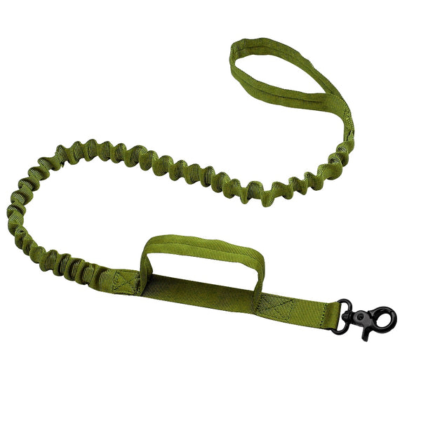 Military Style Tactical Dog Leash Nylon Bungee Training Leashes - Green Color