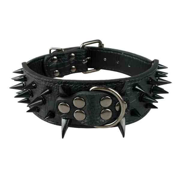 Cool Spikey Studded Dog Collar Artifical Leather Pet Collars for German Shepherd Mastiff Rottweiler Bulldog