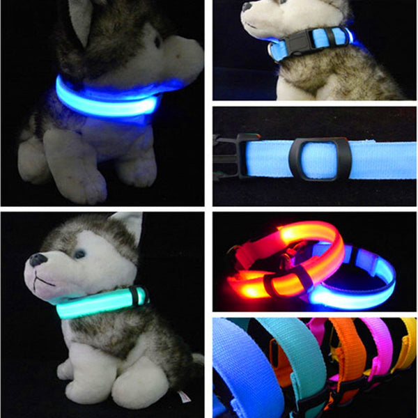 LED Night Light Nylon Dog Collar Safety Pets Supplies