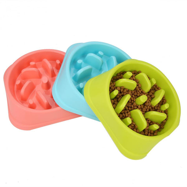 Portable Pet Feeding Bowls Slow Down Eating Food Dishes - in Various Shapes and Colors
