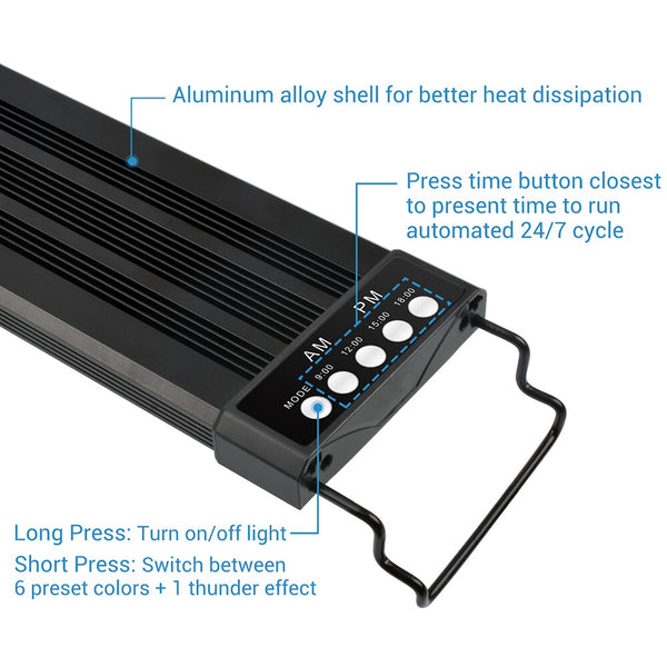 Planted Aquarium LED Light Lamps 110V-240V Automated Timer Dimmer Fish Tank Lights with Remote