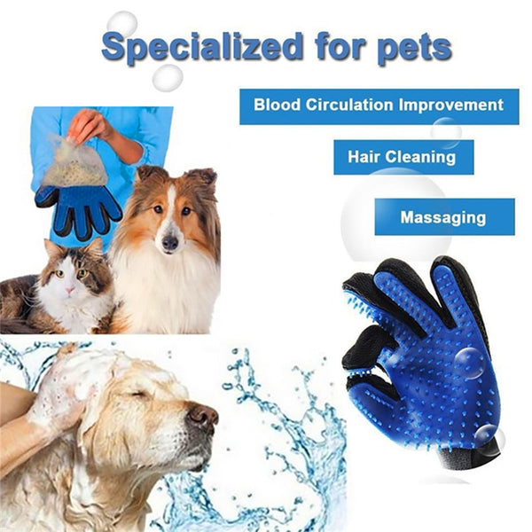 Pet Grooming Gloves Silicone Brush Comb Deshedding Hair for Dogs, Cats