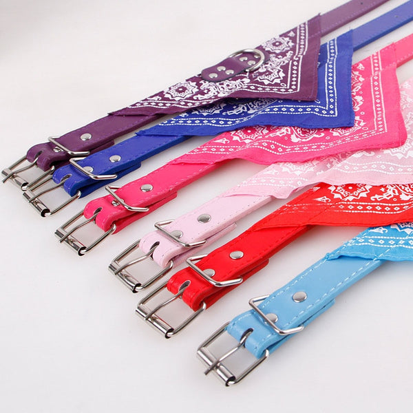 Puppy Neckerchief Adjustable Pet Dog Cat Neck Bandana Collar Scarf Accessories for Cats & Small Dogs Black Red Blue Pink Purple