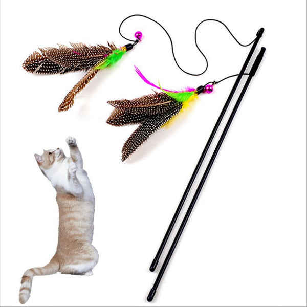 Feather, Mice Wand Stick with Bell Interactive Cat Toys