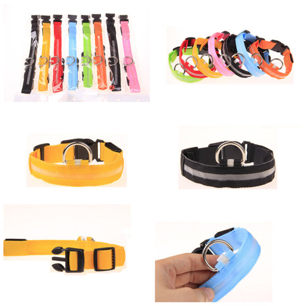 LED Night Light Nylon Dog Collar Safety Pets Supplies