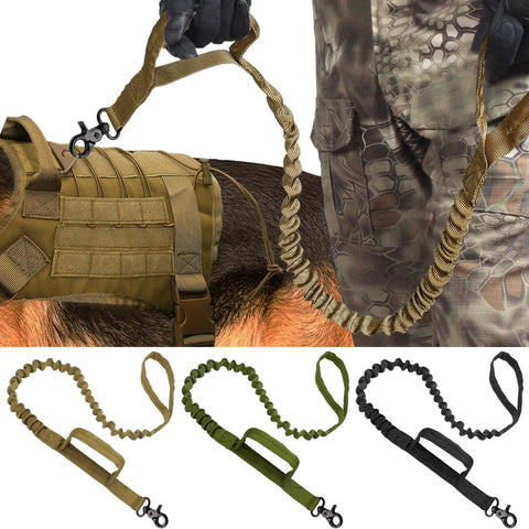 Military Style Tactical Dog Leash Nylon Bungee Training Leashes