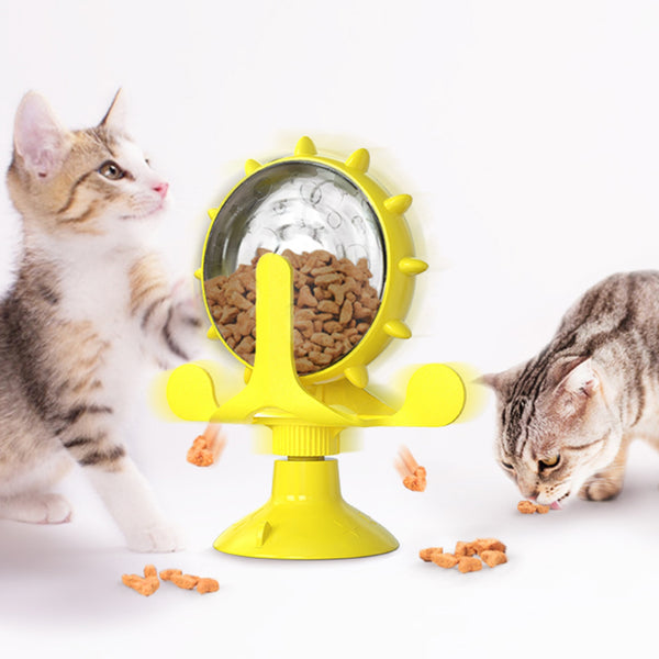 Interactive Rotating Wheel Treat Dispenser Toy for Cats