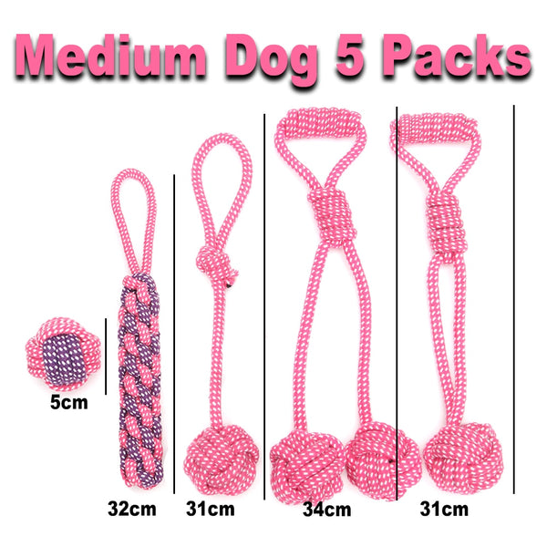 Fabric Knotted Rope Chewing Toy Set for Dogs