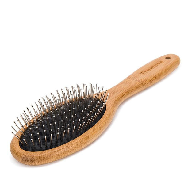 Pet Fur Grooming Combs and Brushes, Wooden Handle Square Head, Curved, Stainless Steel & Double-sided Brushes & Bristles